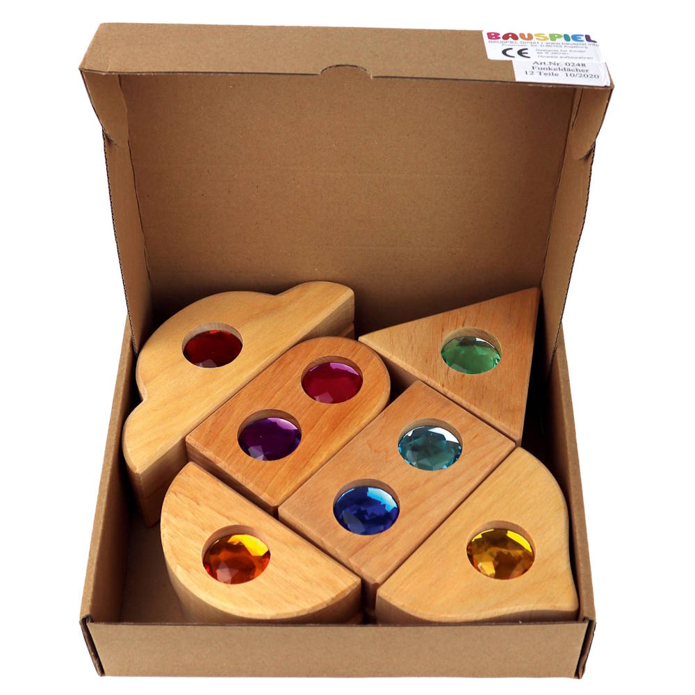 Bauspiel | Glitter Roofs | 12 Gem Block Shapes