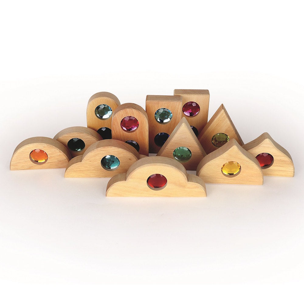 Bauspiel | Glitter Roofs | 12 Gem Block Shapes