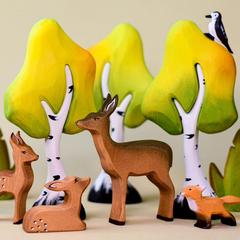 Bumbu Toys Small Birch Tree wooden toy at Milk Tooth Australia
