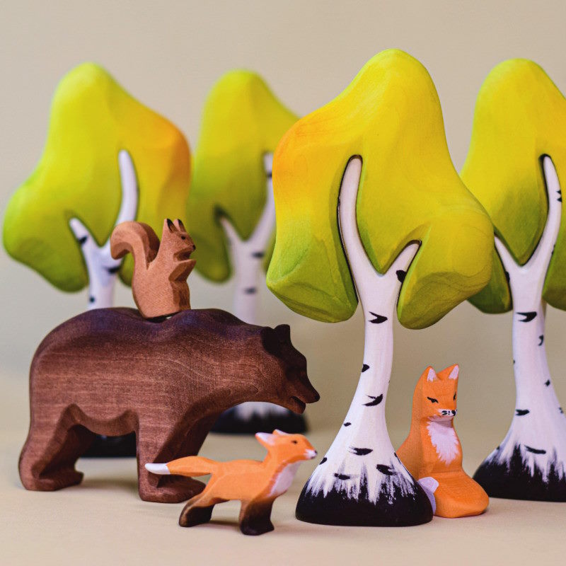 Bumbu Toys Small Birch Tree wooden toy at Milk Tooth Australia