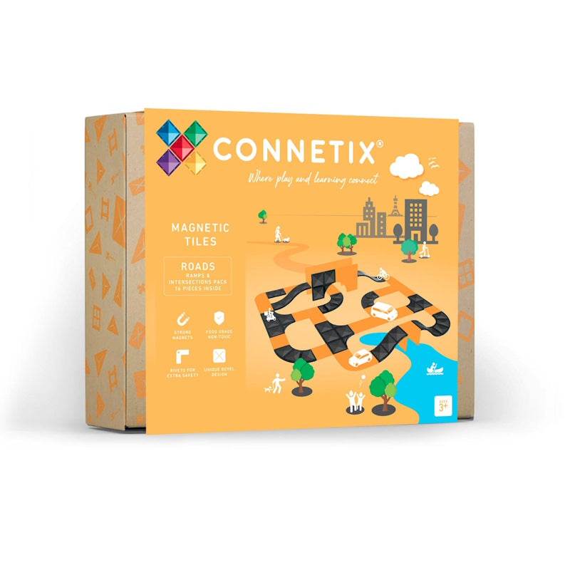 Connetix Tiles | 16 Piece Roads Ramps & Intersections Pack at Milk Tooth Australia