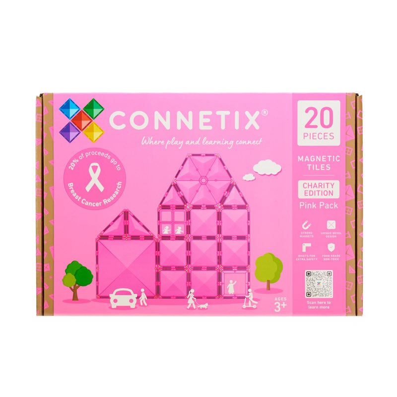 Connetix Tiles Charity Pack Pink 20 Pieces for breast cancer research at Milk Tooth Australia