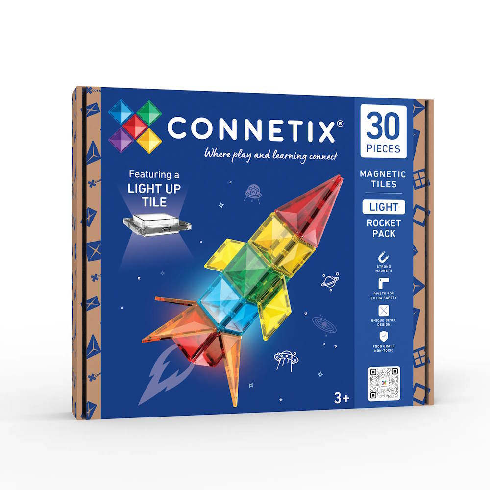 Connetix Tiles | 30 Piece Light Rocket Pack at Milk Tooth Australia