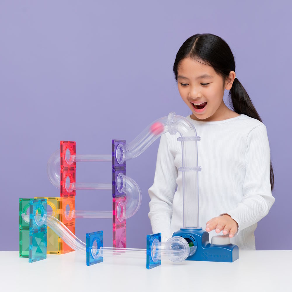 Connetix Tiles | 47 Piece Ball Run Launcher Pack at Milk Tooth Australia