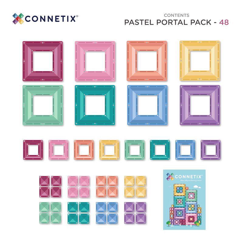 Connetix Tiles | Pastel Portal Pack 48 Pieces contents what's included