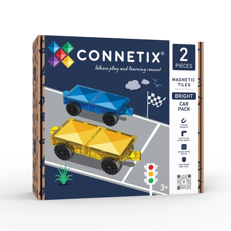 Connetix Tiles Bright Car Pack 2 Pieces at MIlk Tooth Australia