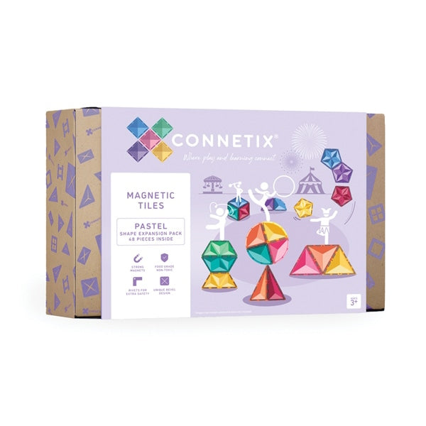 Connetix Tiles | 48 Piece Pastel Shape Expansion Pack at Milk Tooth Australia