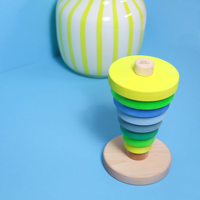 Grimm's | Conical Stacking Tower Neon Green at Milk Tooth