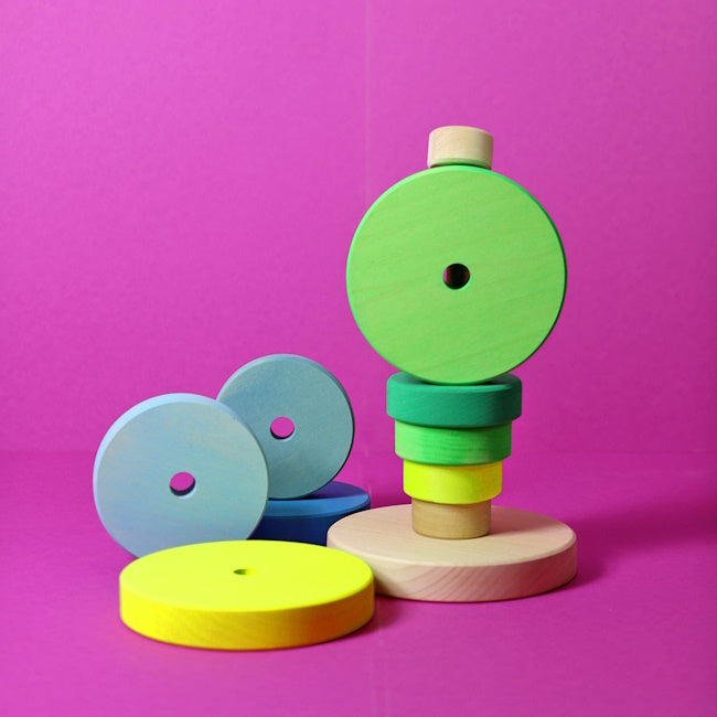 Grimm's | Conical Stacking Tower Neon Green at Milk Tooth