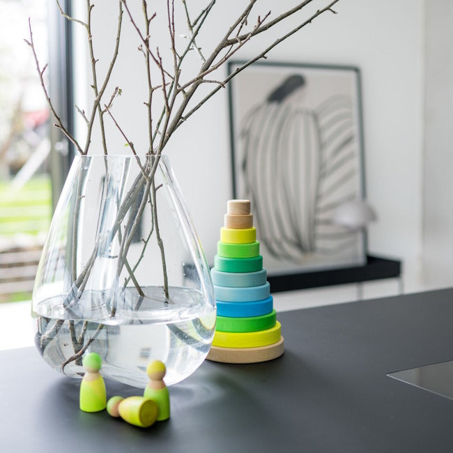 Grimm's | Conical Stacking Tower Neon Green at Milk Tooth