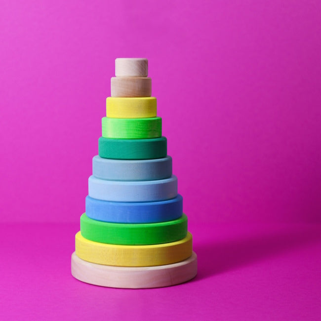 Grimm's | Conical Stacking Tower Neon Green at Milk Tooth
