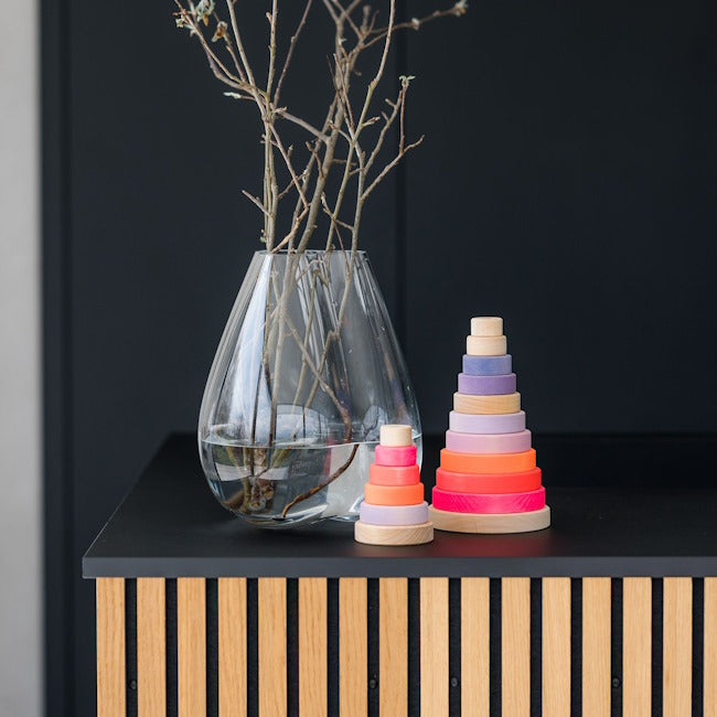 Grimm's | Conical Stacking Tower Neon Pink at Milk Tooth