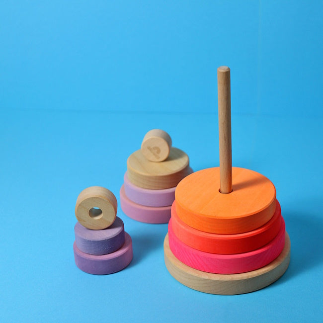 Grimm's | Conical Stacking Tower Neon Pink at Milk Tooth