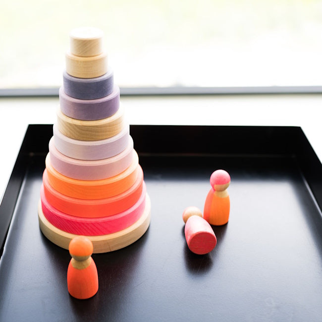 Grimm's | Conical Stacking Tower Neon Pink at Milk Tooth