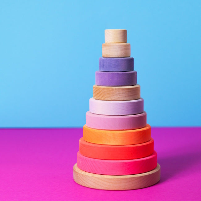 Grimm's | Conical Stacking Tower Neon Pink at Milk Tooth