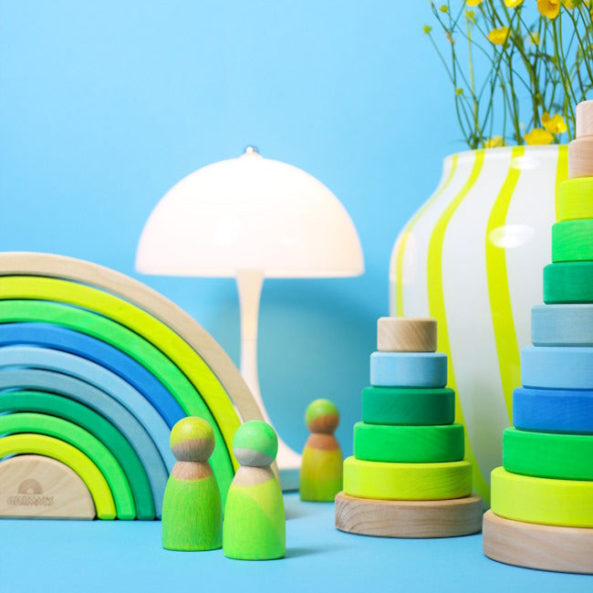 Grimm's | Conical Stacking Tower Neon Green at Milk Tooth