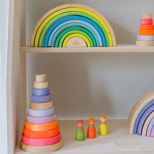 Grimm's | Conical Stacking Tower Neon Pink at Milk Tooth