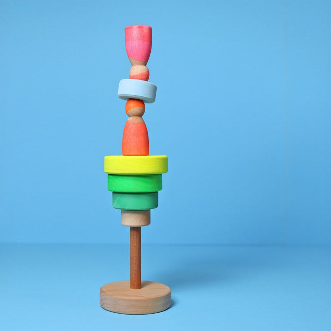 Grimm's | Small Conical Stacking Tower Neon Green at Milk Tooth