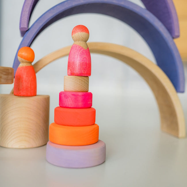 Grimm's | Small Conical Stacking Tower Neon Pink at Milk Tooth