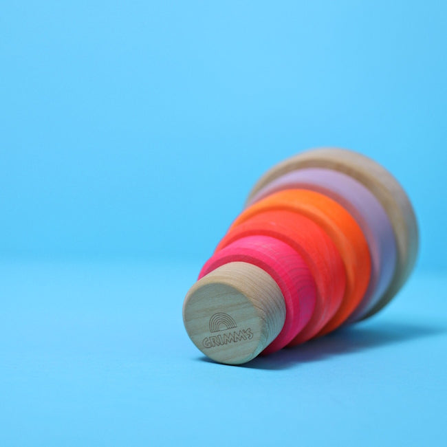Grimm's | Small Conical Stacking Tower Neon Pink at Milk Tooth