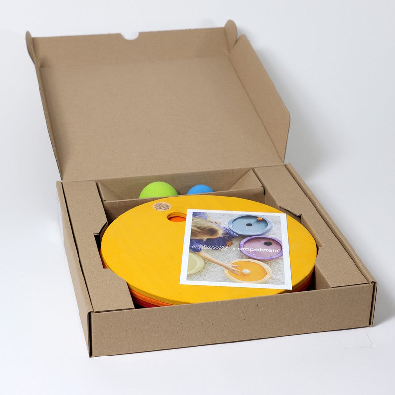 Grimm's x Stapelstein | Rolling Discs Rainbow Classic Warm  SET ASIDE at Milk Tooth Australia