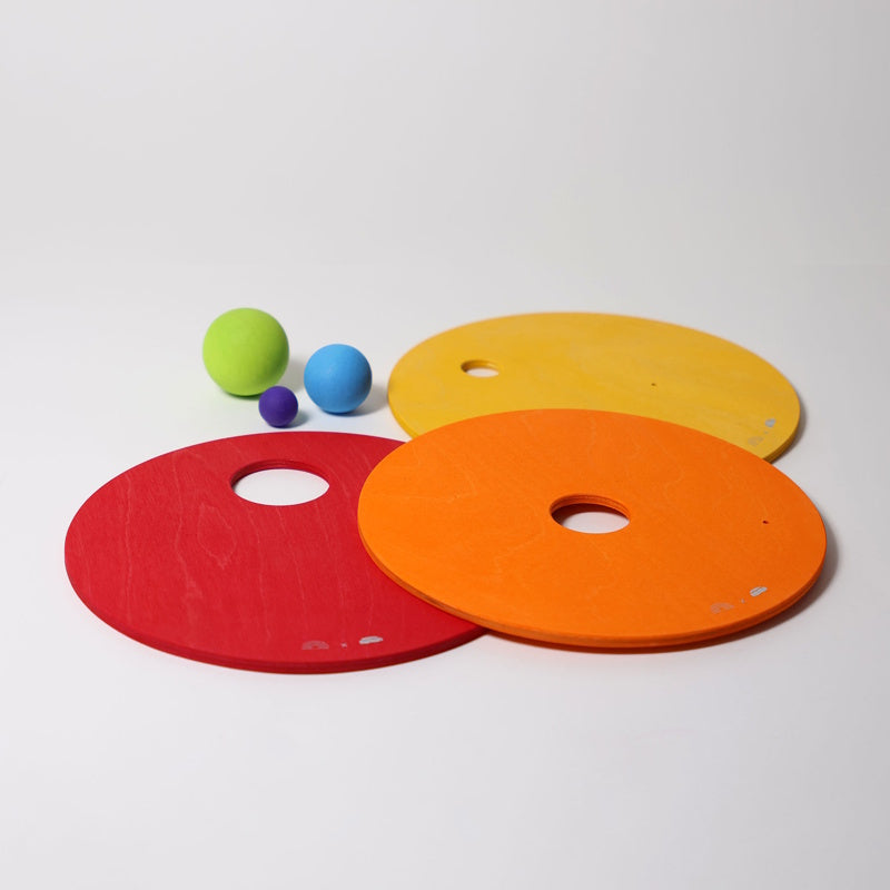 Grimm's x Stapelstein | Rolling Discs Rainbow Classic Warm  SET ASIDE at Milk Tooth Australia