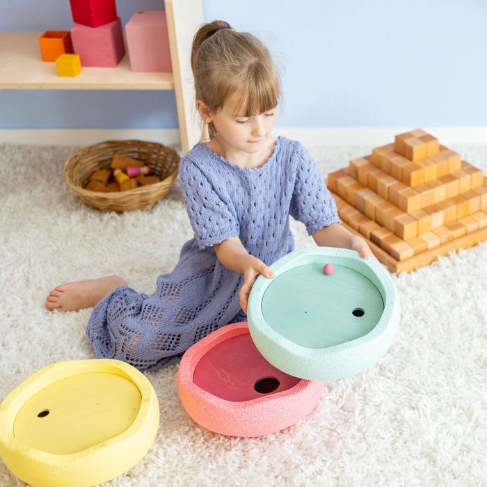Grimm's x Stapelstein | Rolling Discs Rainbow Pastel Cool SET ASIDE at Milk Tooth Australia