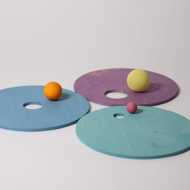 Grimm's x Stapelstein | Rolling Discs Rainbow Pastel Cool SET ASIDE at Milk Tooth Australia