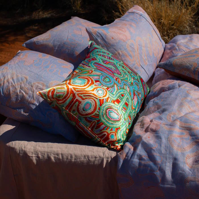 Kip and Co x Ernabella Arts | Kalaya Ngura Linen European Pillowcases 2P Set at Milk Tooth