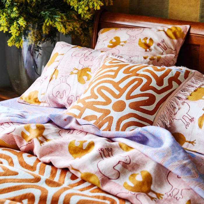 Kip and Co x Ernabella Arts | Tjulpu Kulunypa Linen European Pillowcases 2P Set at Milk Tooth