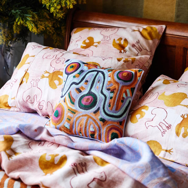 Kip and Co x Ernabella Arts | Tjulpu Kulunypa Linen European Pillowcases 2P Set at Milk Tooth
