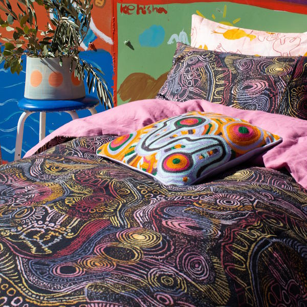 Kip and Co x Ernabella Arts | Tjulpu Kulunypa Linen European Pillowcases 2P Set at Milk Tooth