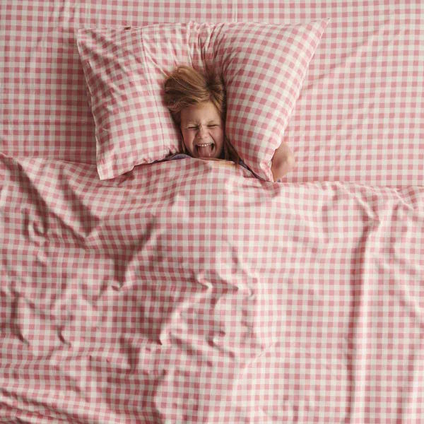 Kip and Co | Gingham Candy Organic Cotton Fitted Sheet at Milk Tooth