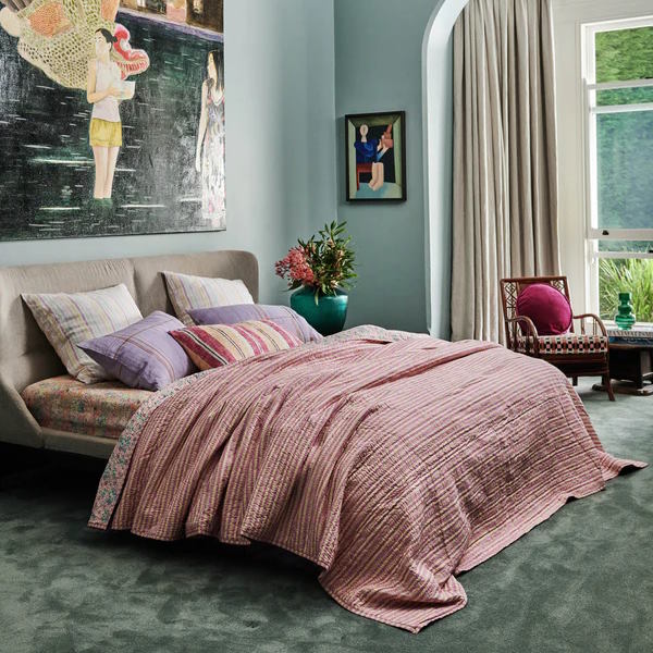 Kip and Co | Little Blue Flower Kantha Single Bedspread at Milk Tooth