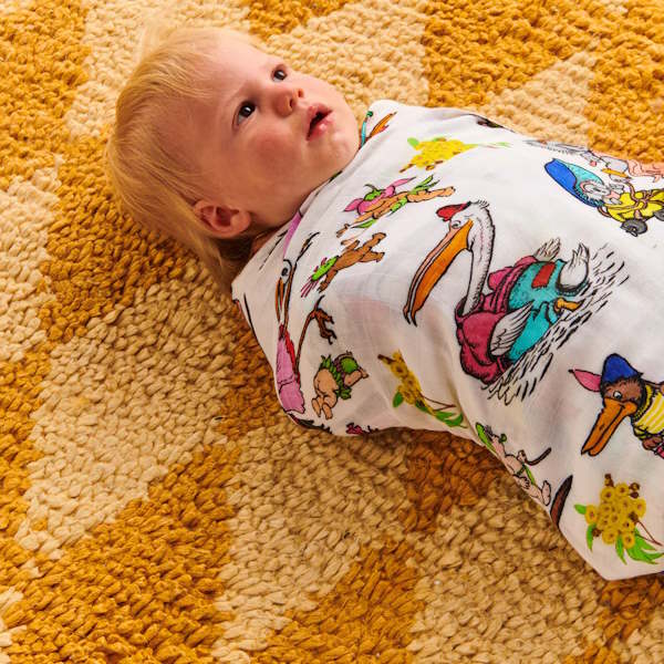 Kip and Co x May Gibbs | Bamboo Baby Swaddle Out and About at Milk Tooth Australia