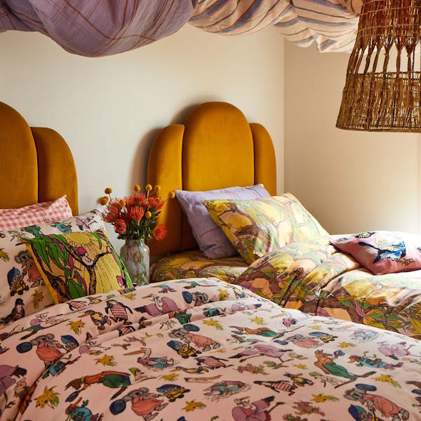 Kip and Co x May Gibbs | Knitted Cushion Sunrise Delight at Milk Tooth Australia