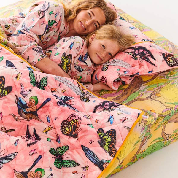 Kip and Co x May Gibbs | Quilted Single Bedspread Fly Baby at Milk Tooth Australia