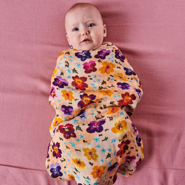 Kip and Co | Bamboo Baby Swaddle | Pansy at Milk Tooth