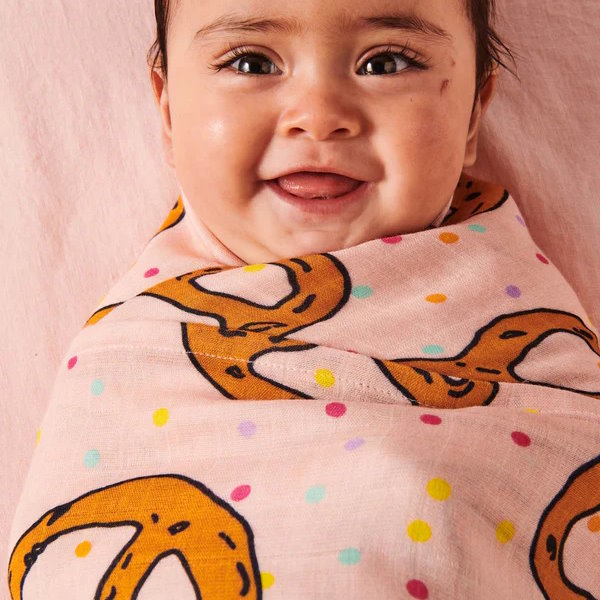 Kip and Co | Bamboo Baby Swaddle | Pretzels Pink at Milk Tooth