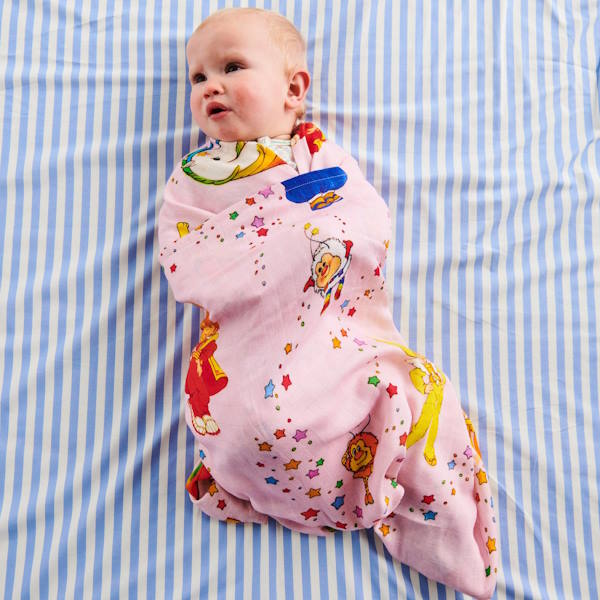Kip and Co x Rainbow Brite | Star Shower Bamboo Baby Swaddle at Milk Tooth