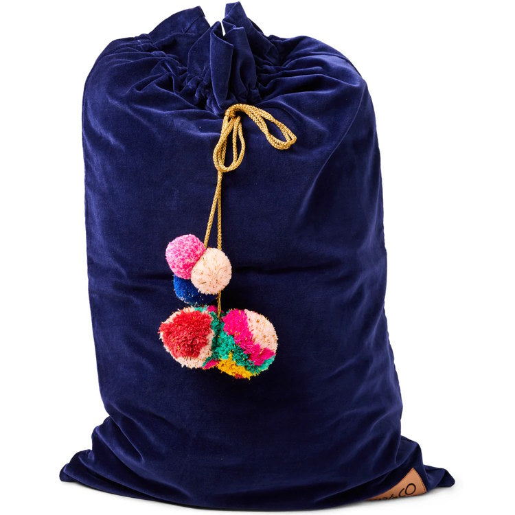 Kip and Co Velvet Santa Sack Navy Blue at Milk Tooth Australia