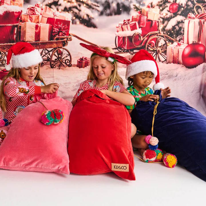 Kip and Co Velvet Santa Sack Pink Lemonade at Milk Tooth Australia