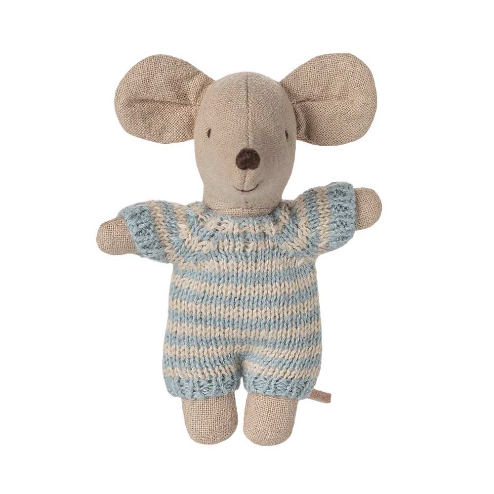 Maileg | Baby Mouse in Carry Cot Blue
