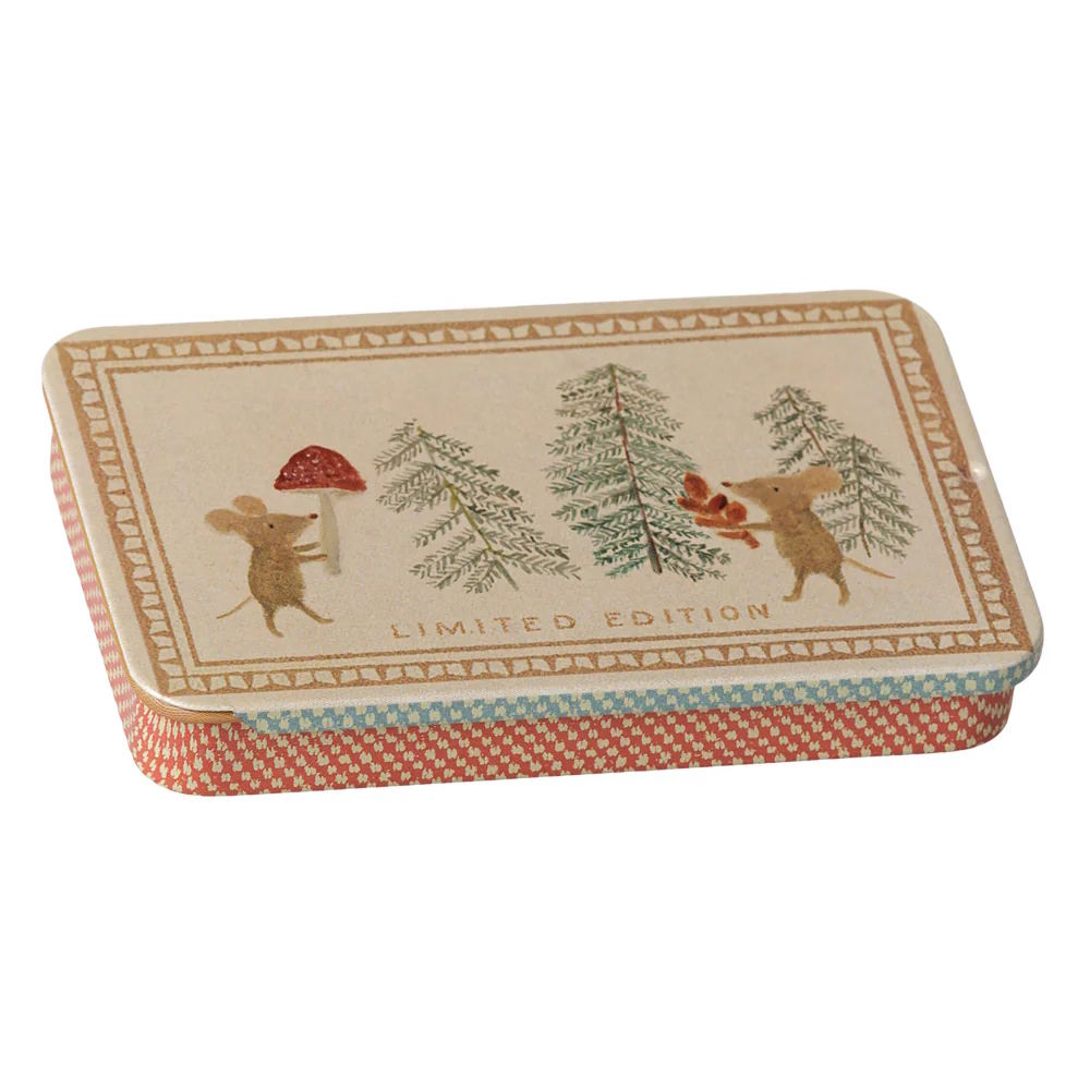 Maileg | Metal Box Sliding Lid Christmas Mice