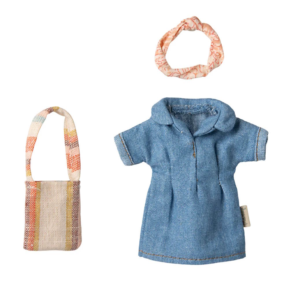 Maileg | Denim Dress & Bag for Mum Mouse