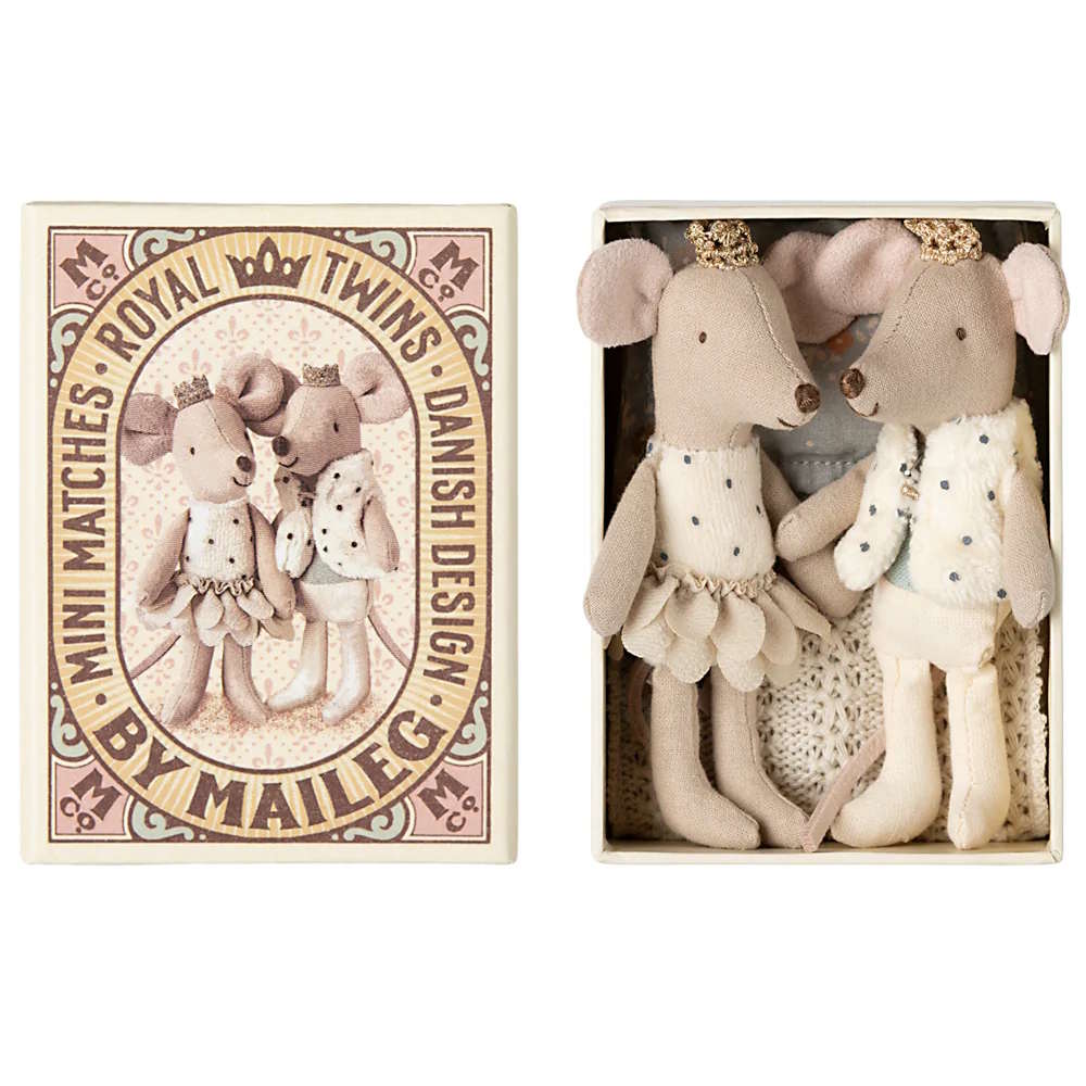 Maileg | Royal Twin Mice in Matchbox 2025 Beige & Mint