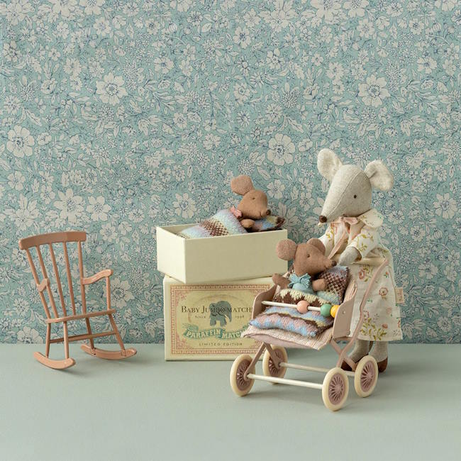 Maileg | Sleepy-Wakey Baby Mouse in Box Rose at Milk Tooth Australia