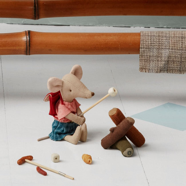 Maileg | Mouse Tricycle Big Sister with Bag Red at Milk Tooth