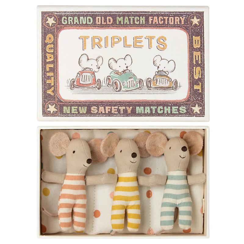 Maileg | Triplets Baby Mice in Matchbox 2023 at Milk Tooth Australia