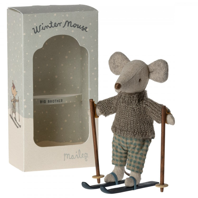 Maileg | Winter Mouse with Skis Big Brother at Milk Tooth Australia
